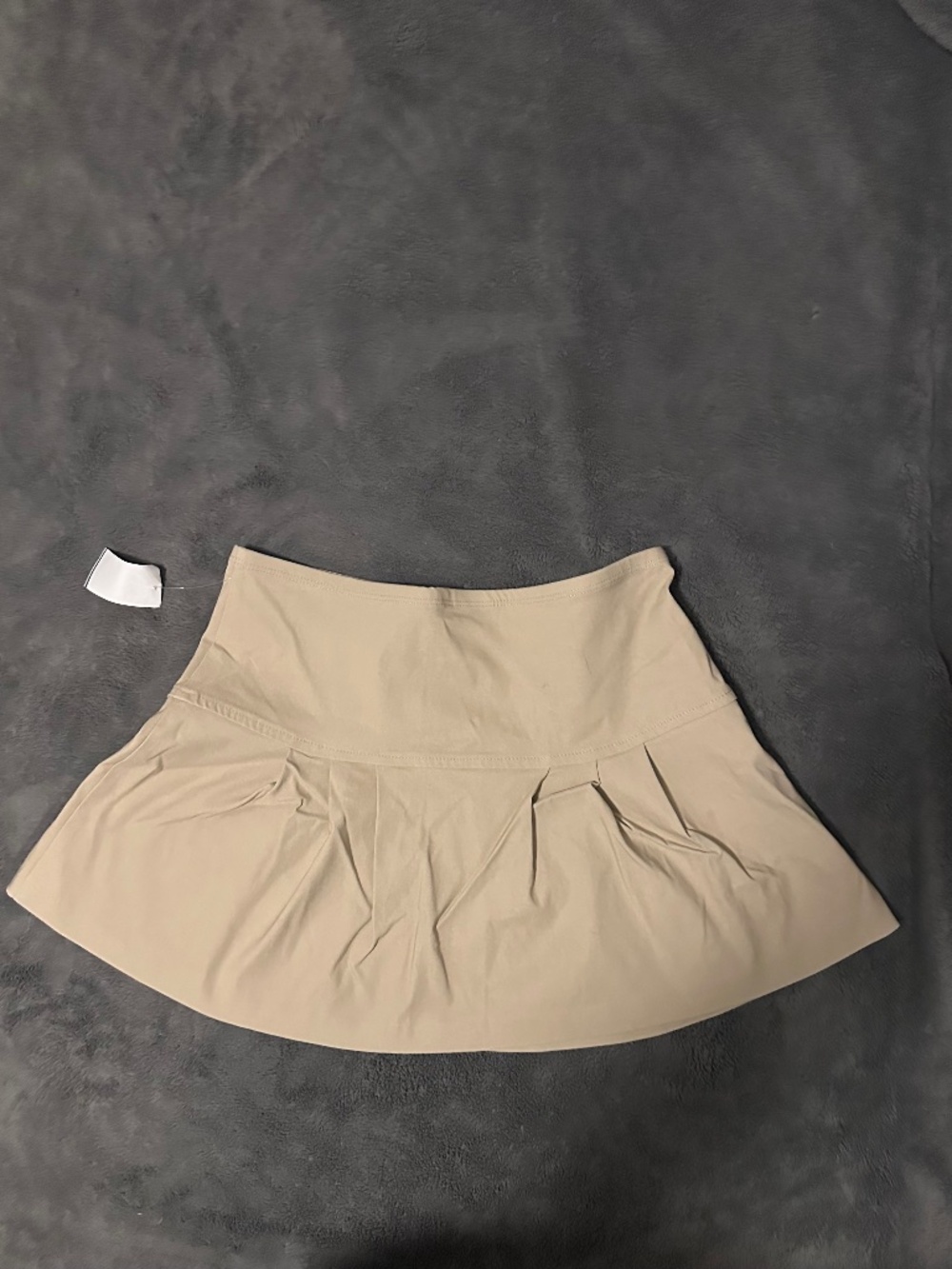 High Waist Pleated Beige Mini Skirt Women’s Large